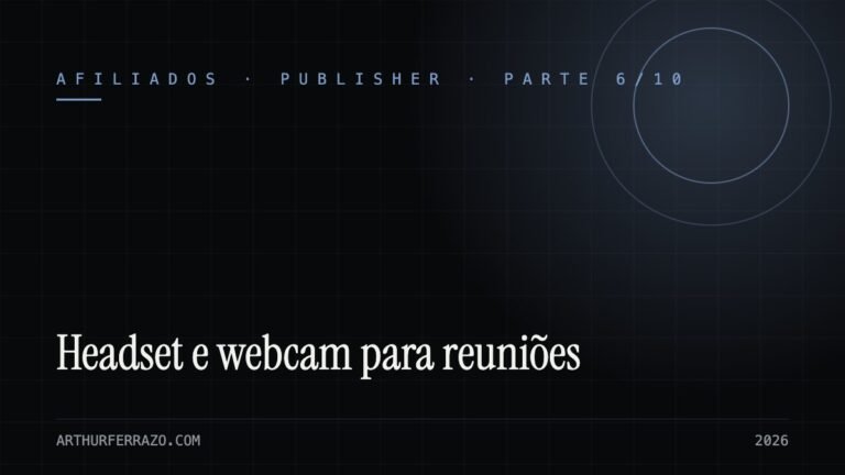 Capa do guia: headset e webcam para reuniões