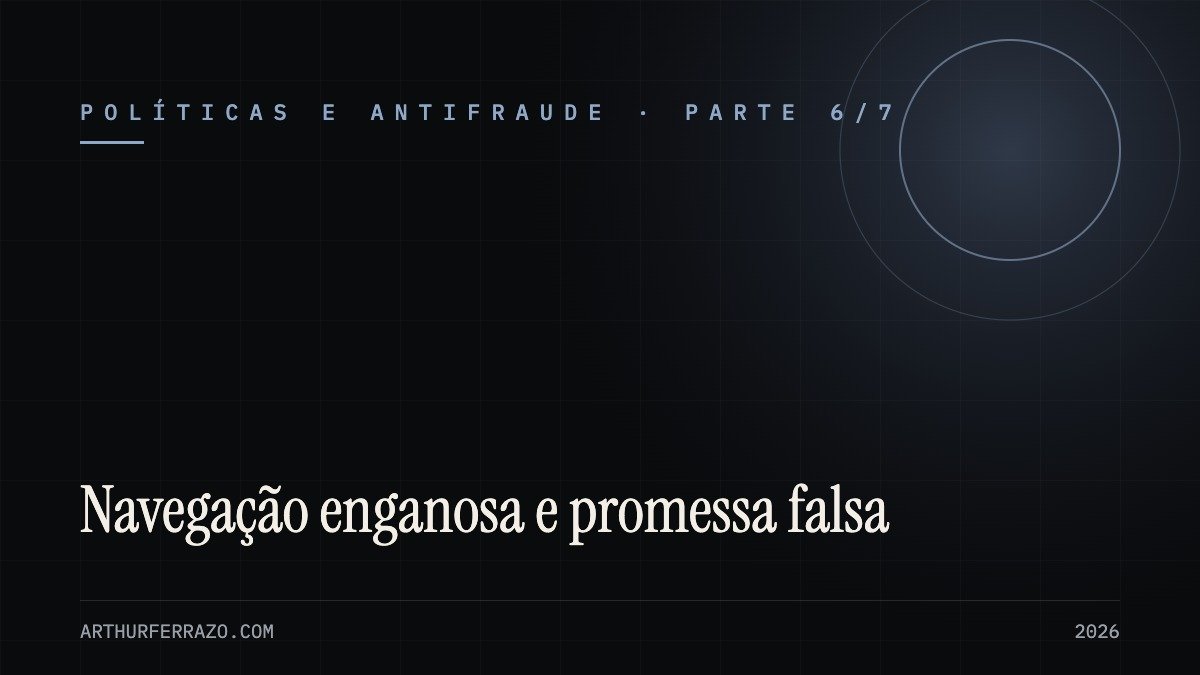 Navegação enganosa e promessa falsa em anúncios